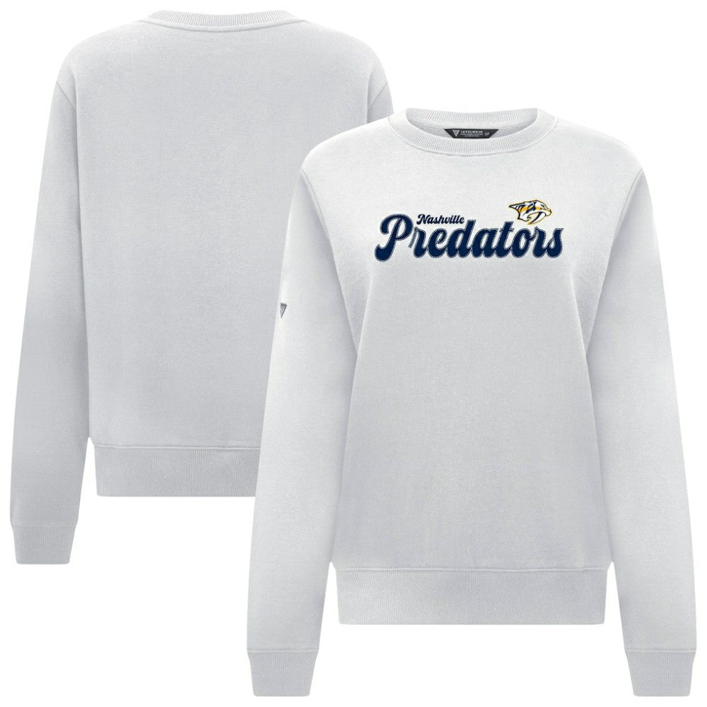 NHL Nashville Predators Levelwear Women's Yvette Big Script Tri-Blend Sweatshirt - White