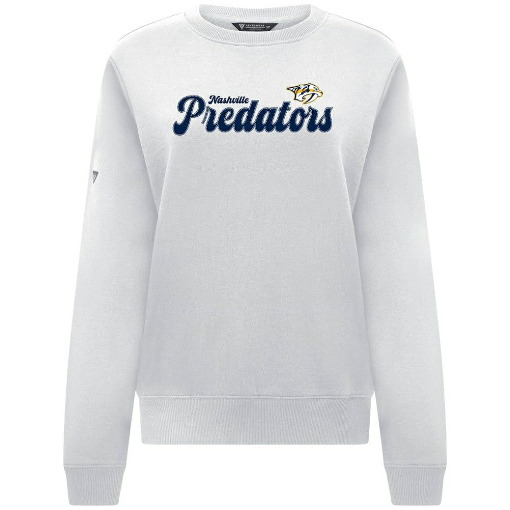 NHL Nashville Predators Levelwear Women's Yvette Big Script Tri-Blend Sweatshirt - White
