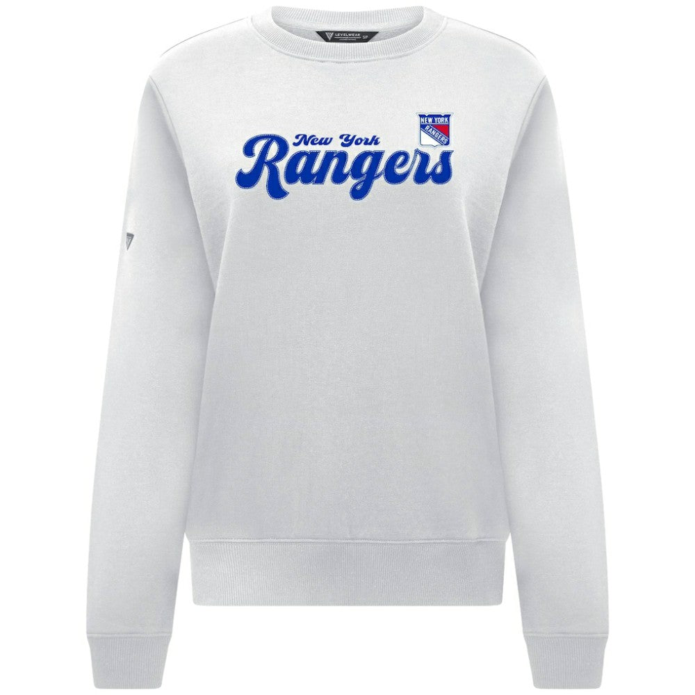 NHL New York Rangers Levelwear Women's Yvette Big Script Tri-Blend Sweatshirt - White
