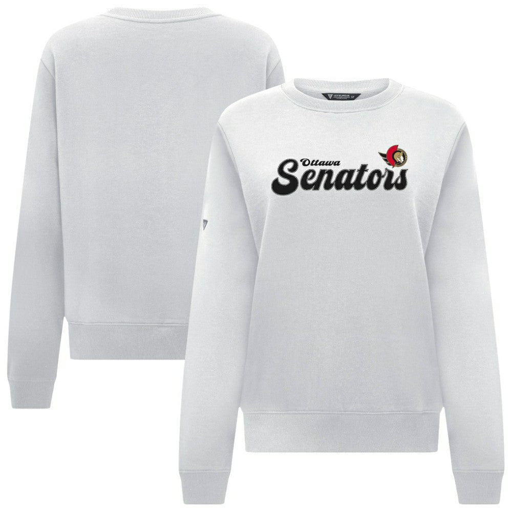 NHL Ottawa Senators Levelwear Women's Yvette Big Script Tri-Blend Sweatshirt - White