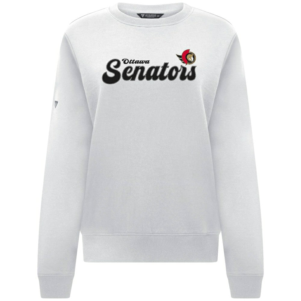 NHL Ottawa Senators Levelwear Women's Yvette Big Script Tri-Blend Sweatshirt - White
