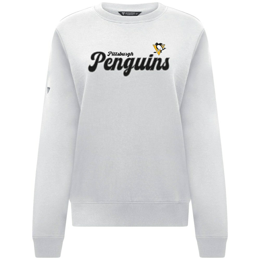 NHL Pittsburgh Penguins Levelwear Women's Yvette Big Script Tri-Blend Sweatshirt - White