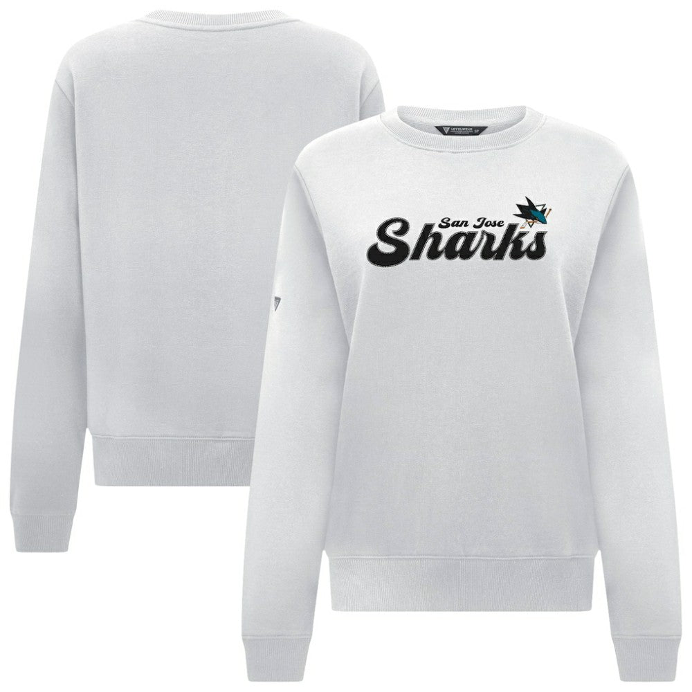 NHL San Jose Sharks Levelwear Women's Yvette Big Script Tri-Blend Sweatshirt - White