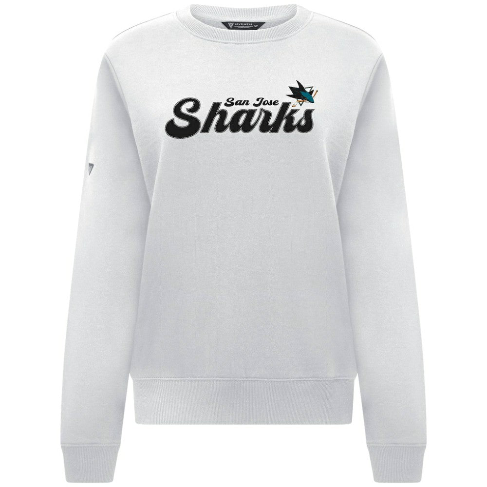 NHL San Jose Sharks Levelwear Women's Yvette Big Script Tri-Blend Sweatshirt - White