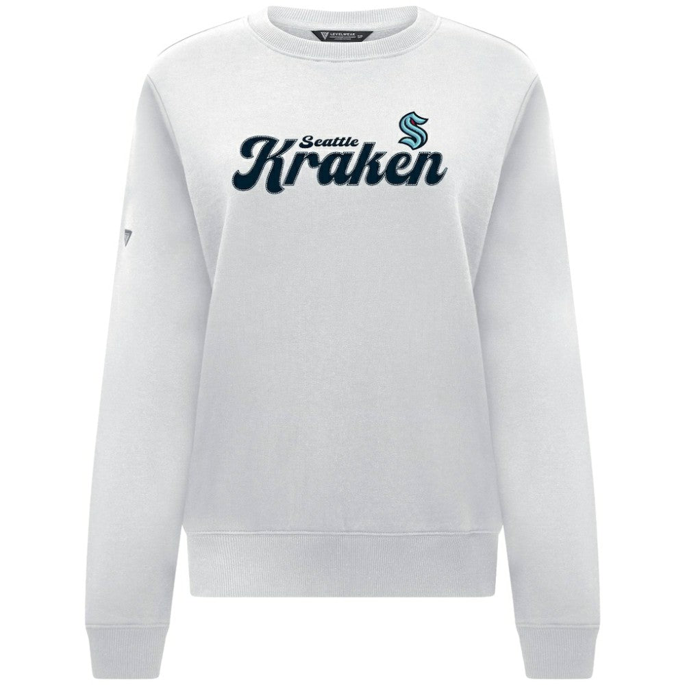 NHL Seattle Kraken Levelwear Women's Yvette Big Script Tri-Blend Sweatshirt - White