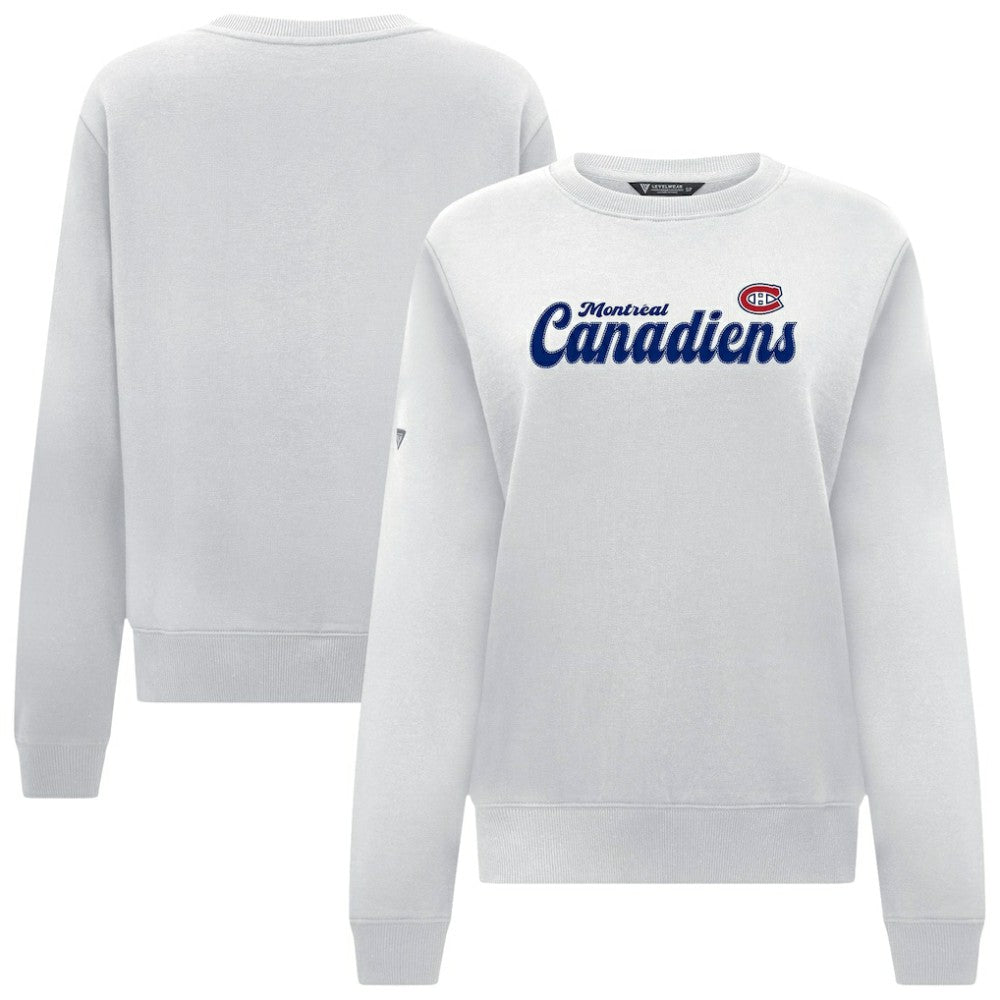 NHL Montreal Canadiens Levelwear Women's Yvette Big Script Tri-Blend Sweatshirt - White