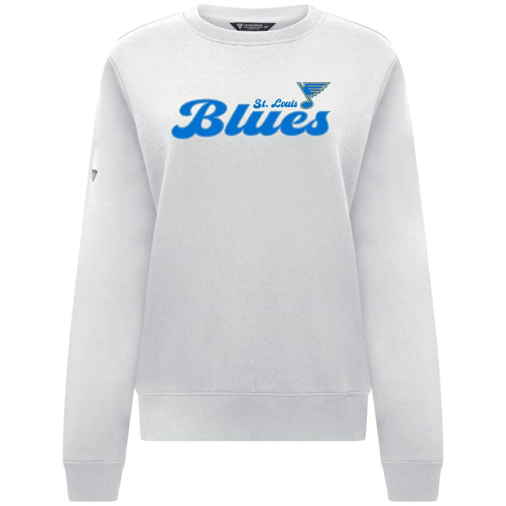 NHL St. Louis Blues Levelwear Women's Yvette Big Script Tri-Blend Sweatshirt - White