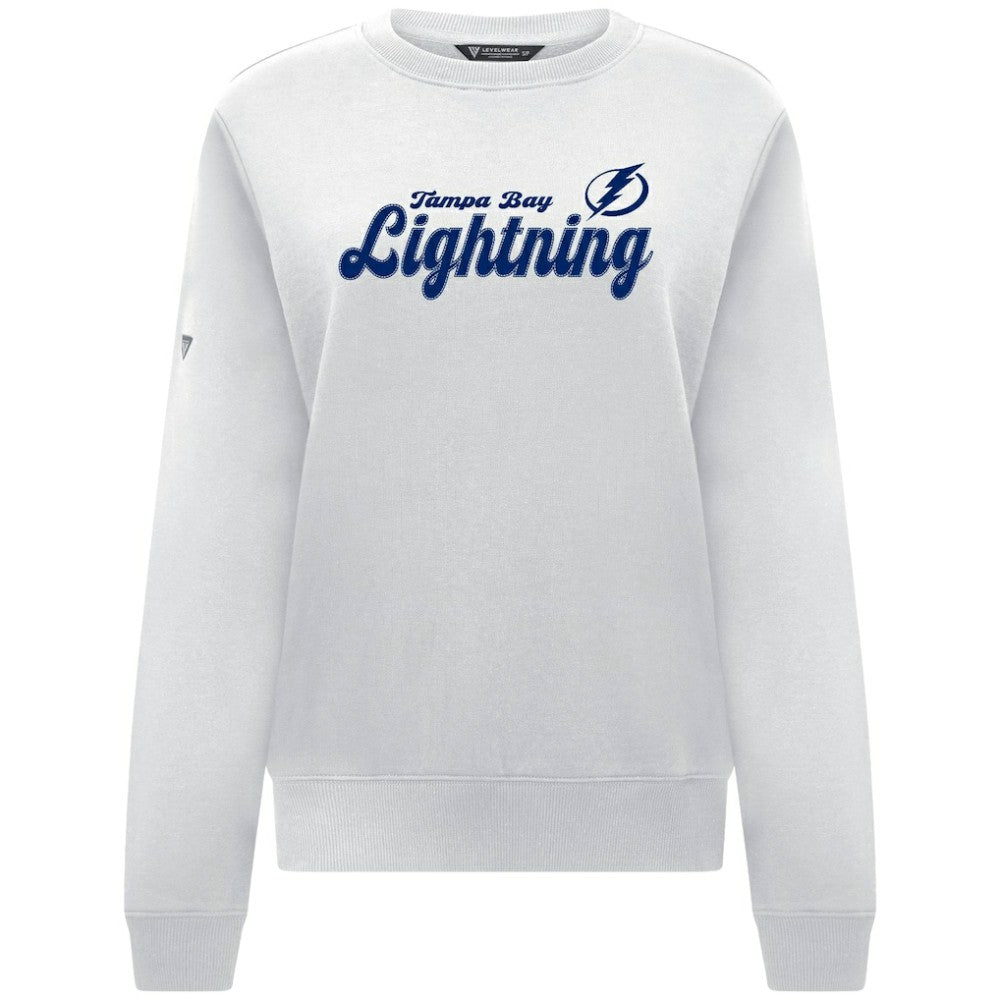 NHL Tampa Bay Lightning Levelwear Women's Yvette Big Script Tri-Blend Sweatshirt - White