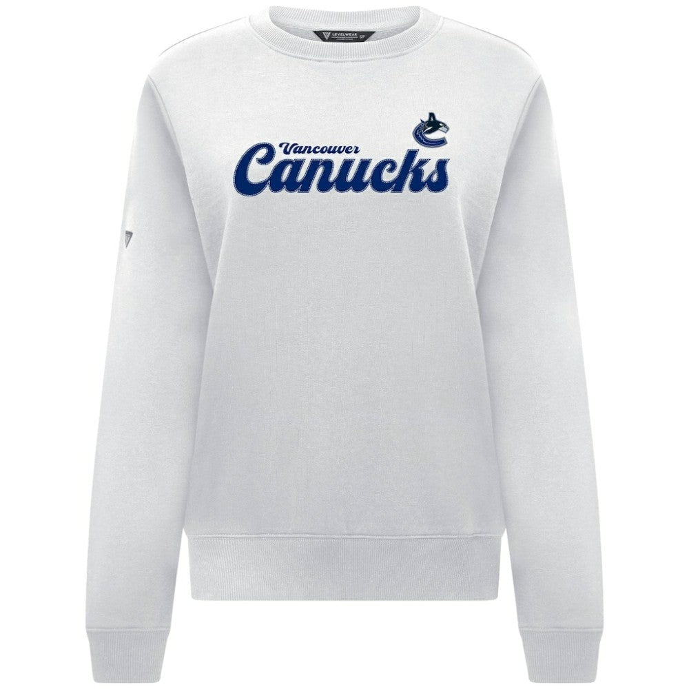 NHL Vancouver Canucks Levelwear Women's Yvette Big Script Tri-Blend Sweatshirt - White