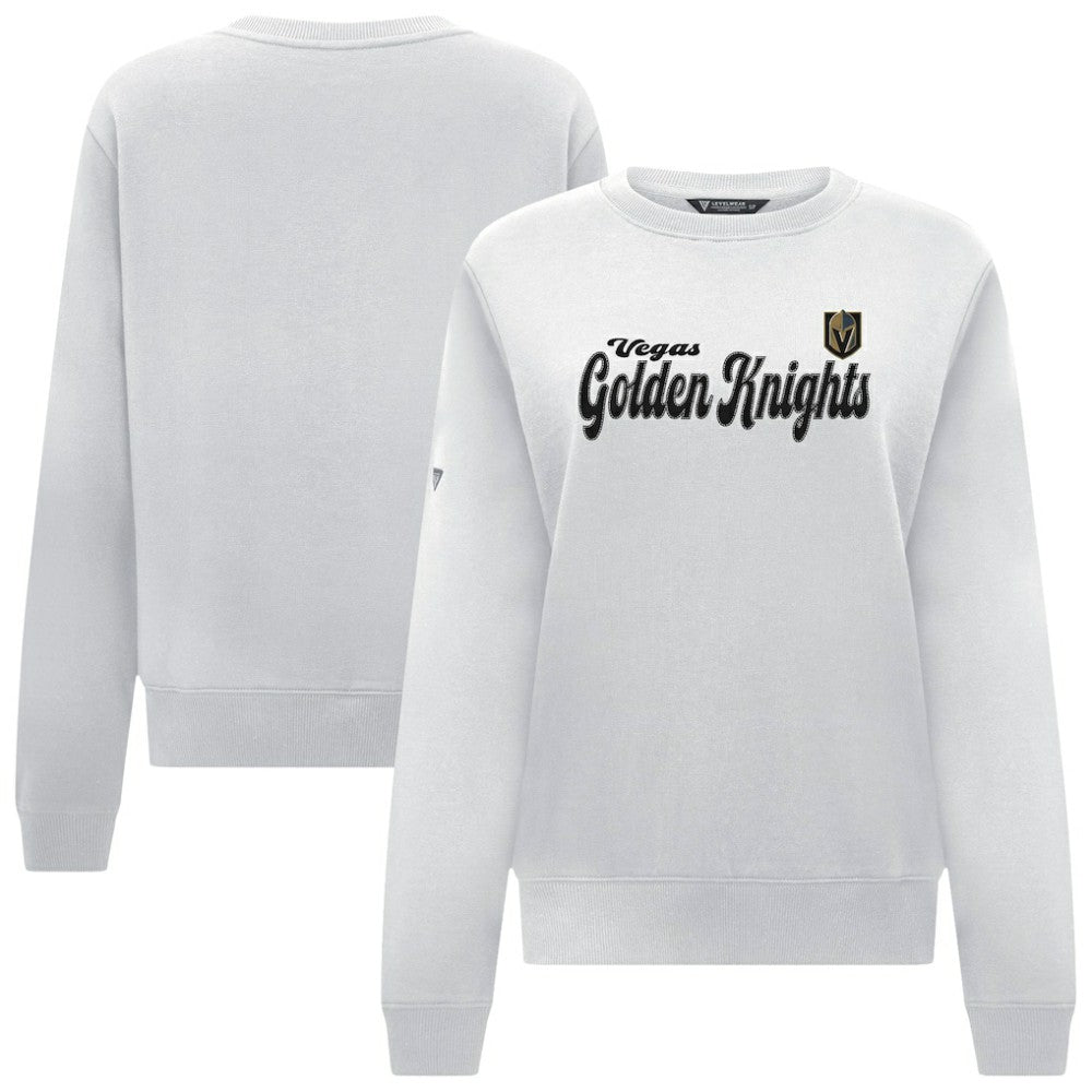 NHL Vegas Golden Knights Levelwear Women's Yvette Big Script Tri-Blend Sweatshirt - White