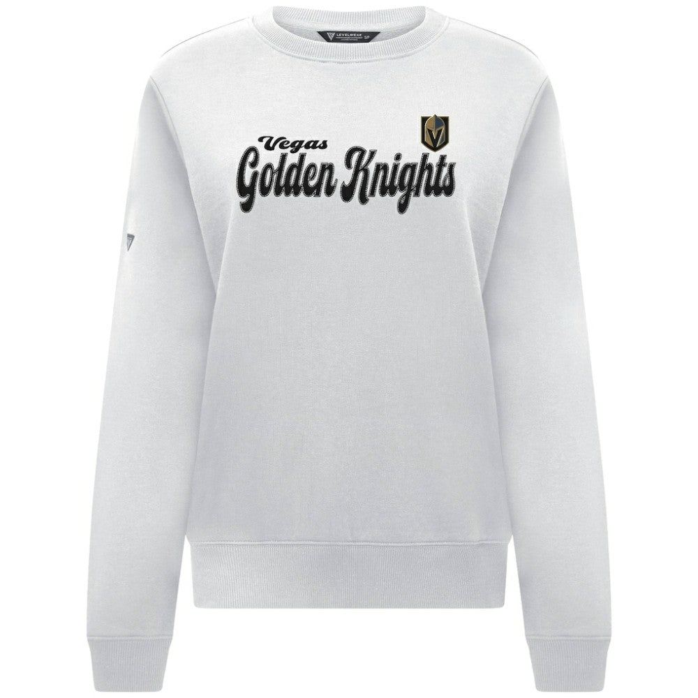 NHL Vegas Golden Knights Levelwear Women's Yvette Big Script Tri-Blend Sweatshirt - White