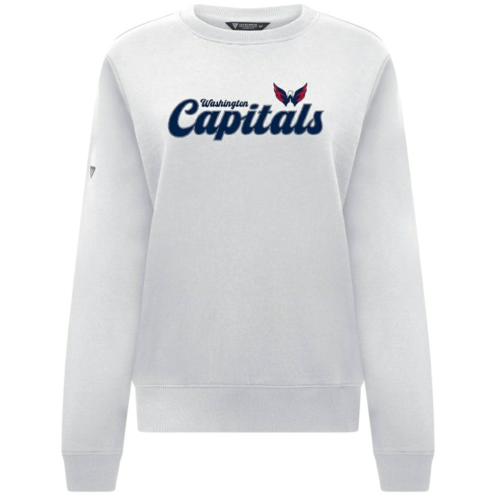 NHL Washington Capitals Levelwear Women's Yvette Big Script Tri-Blend Sweatshirt - White
