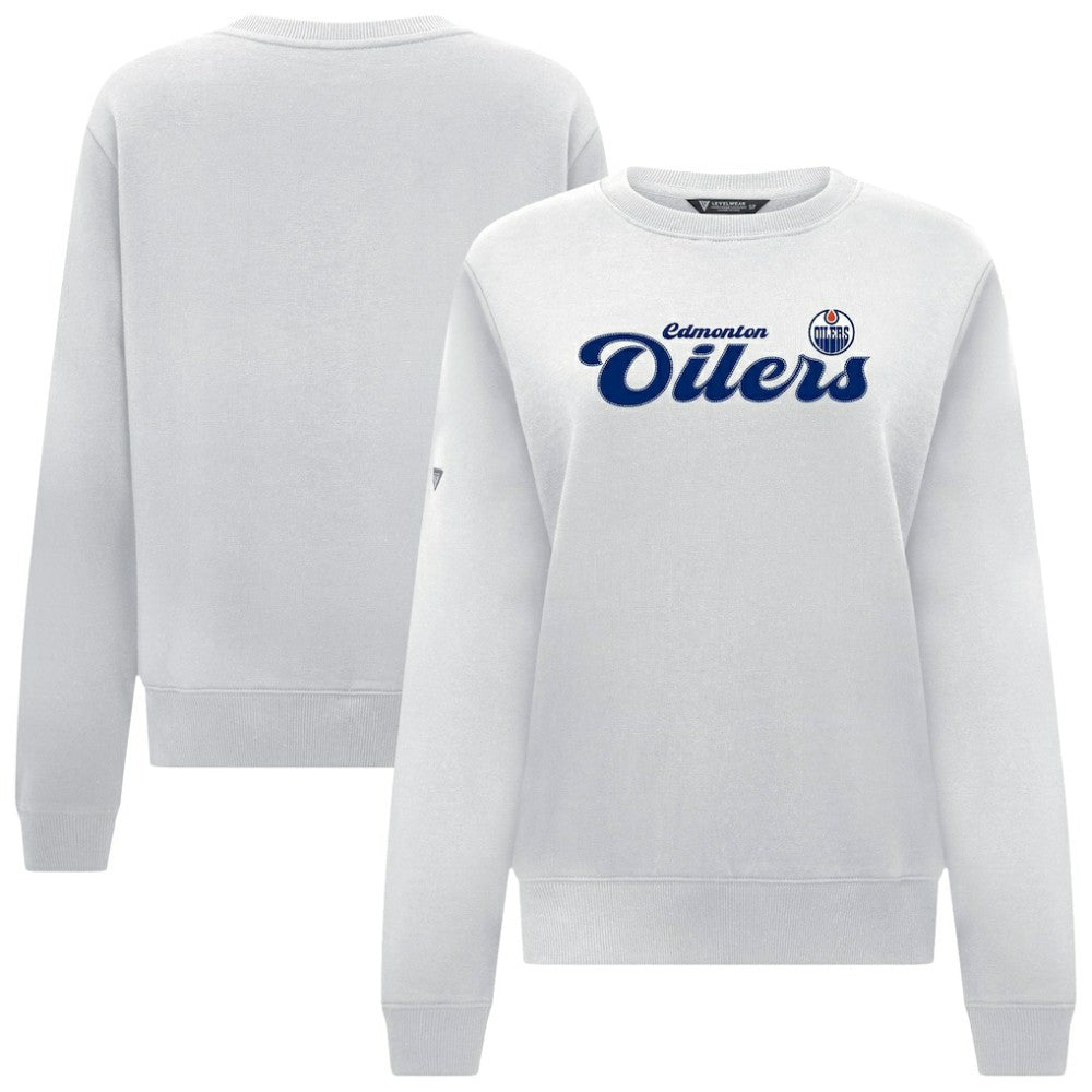 NHL Edmonton Oilers Levelwear Women's Yvette Big Script Tri-Blend Sweatshirt - White