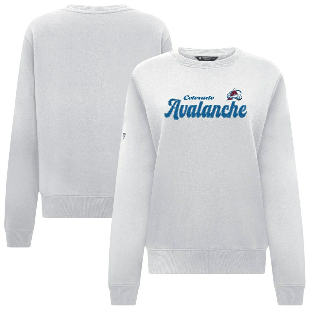 NHL Colorado Avalanche Levelwear Women's Yvette Big Script Tri-Blend Sweatshirt - White