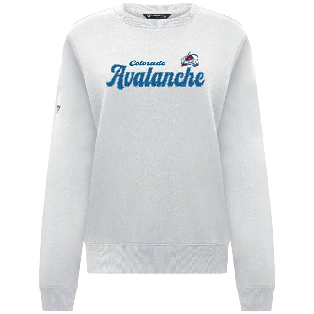NHL Colorado Avalanche Levelwear Women's Yvette Big Script Tri-Blend Sweatshirt - White