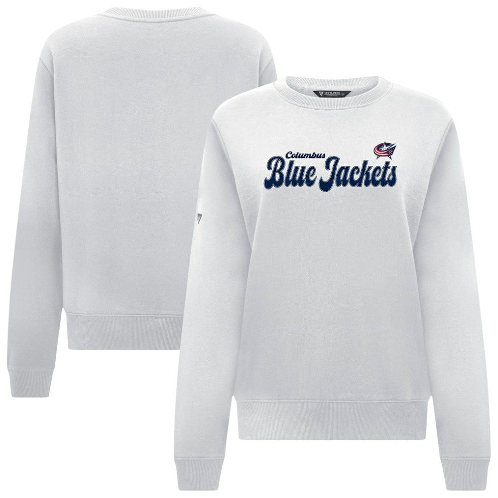 NHL Columbus Blue Jackets Levelwear Women's Yvette Big Script Tri-Blend Sweatshirt - White