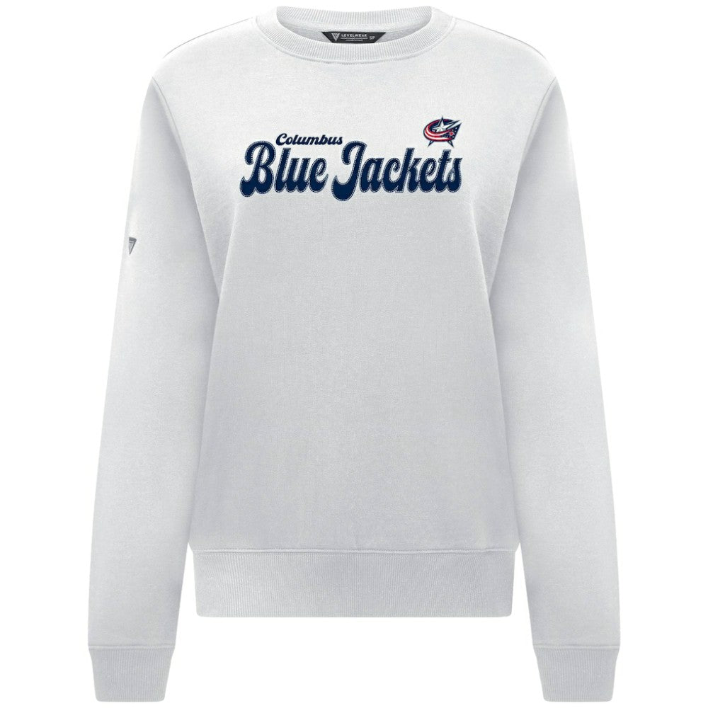 NHL Columbus Blue Jackets Levelwear Women's Yvette Big Script Tri-Blend Sweatshirt - White