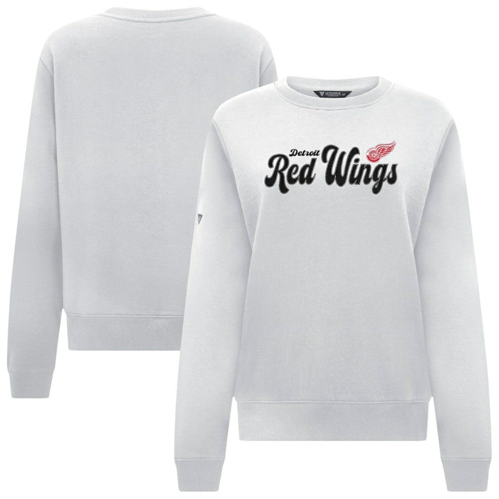 NHL Detroit Red Wings Levelwear Women's Yvette Big Script Tri-Blend Sweatshirt - White