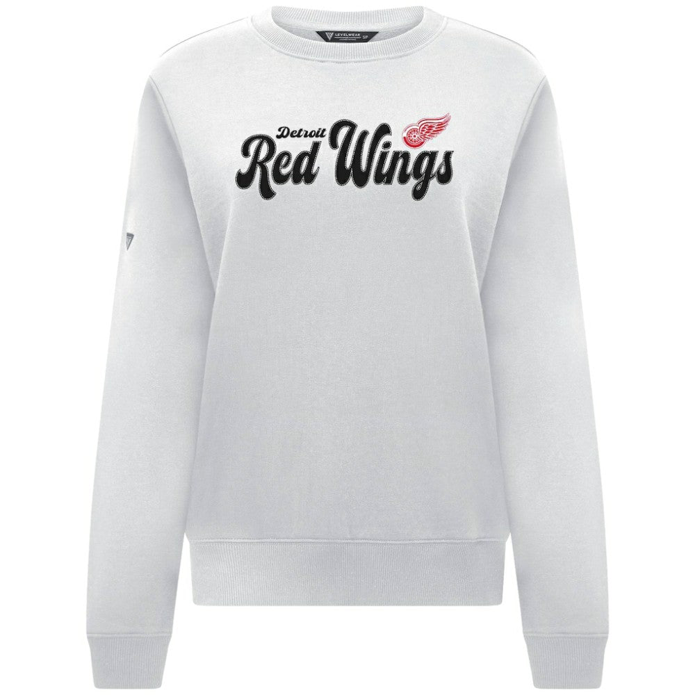 NHL Detroit Red Wings Levelwear Women's Yvette Big Script Tri-Blend Sweatshirt - White