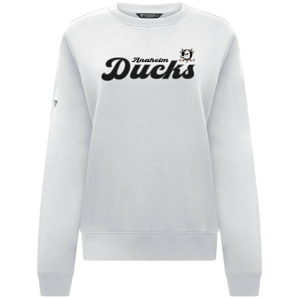 NHL Anaheim Ducks Levelwear Women's Yvette Big Script Tri-Blend Sweatshirt - White