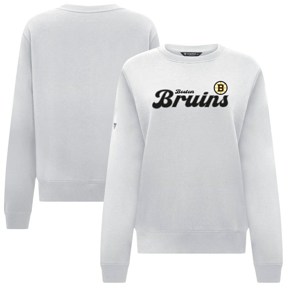 NHL Boston Bruins Levelwear Women's Yvette Big Script Tri-Blend Sweatshirt - White