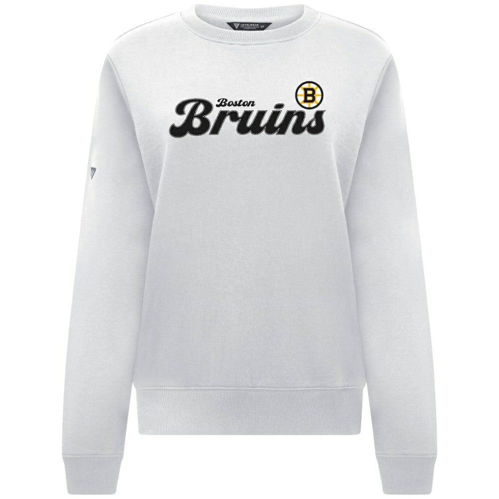 NHL Boston Bruins Levelwear Women's Yvette Big Script Tri-Blend Sweatshirt - White
