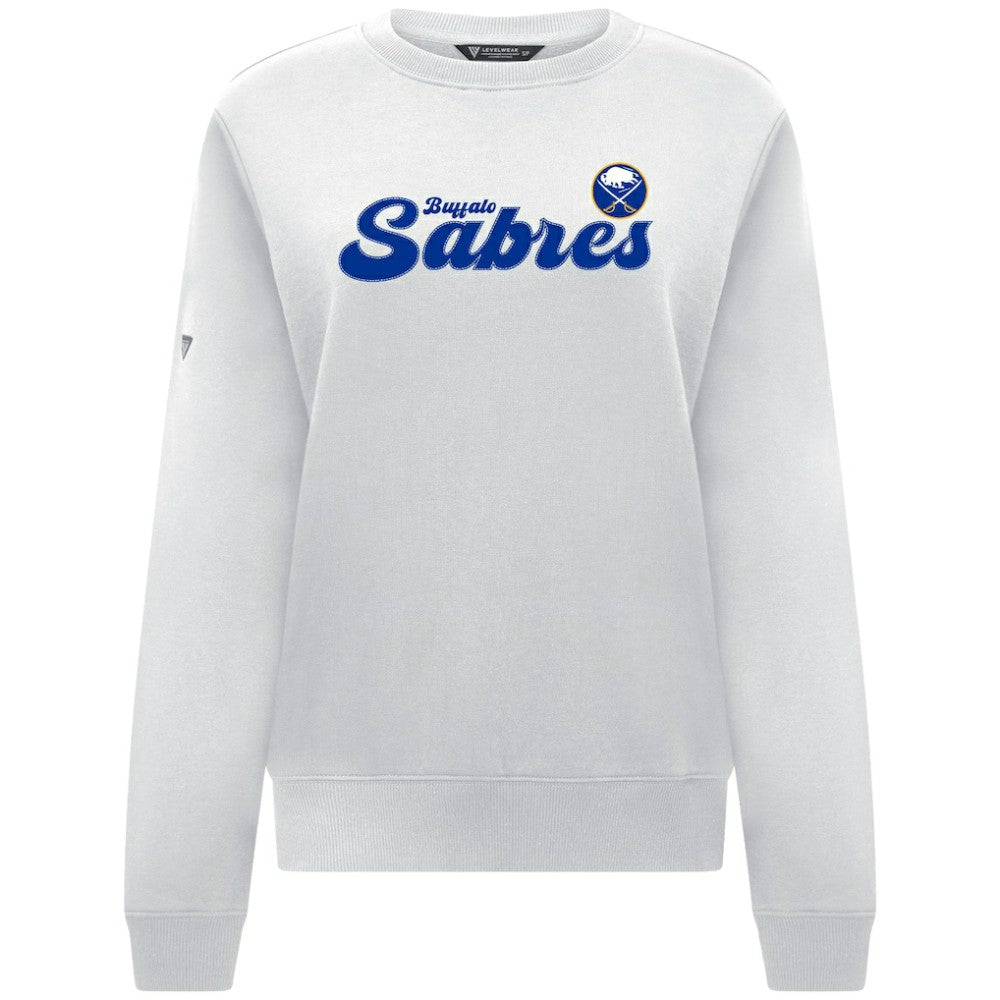 NHL Buffalo Sabres Levelwear Women's Yvette Big Script Tri-Blend Sweatshirt - White