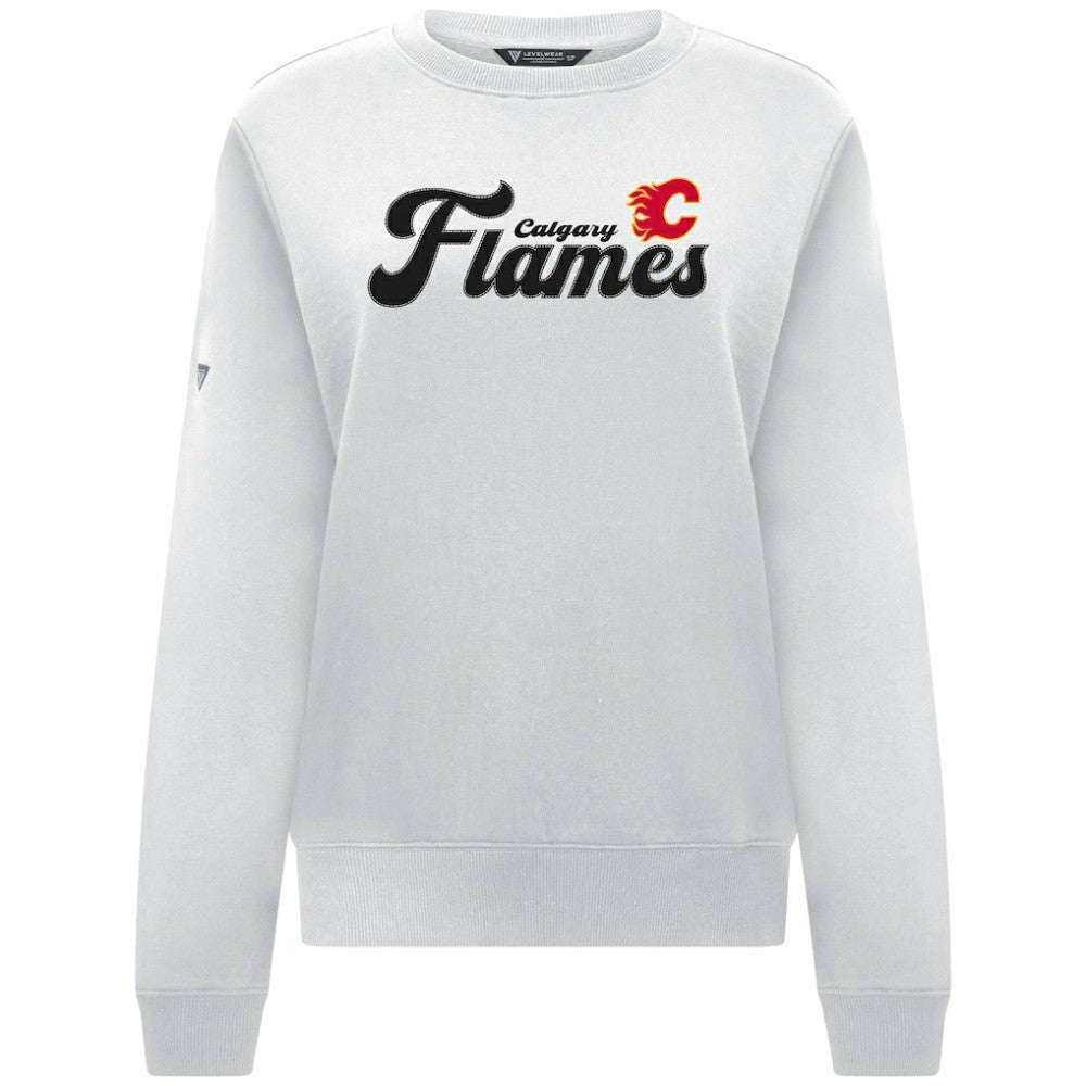 NHL Calgary Flames Levelwear Women's Yvette Big Script Tri-Blend Sweatshirt - White