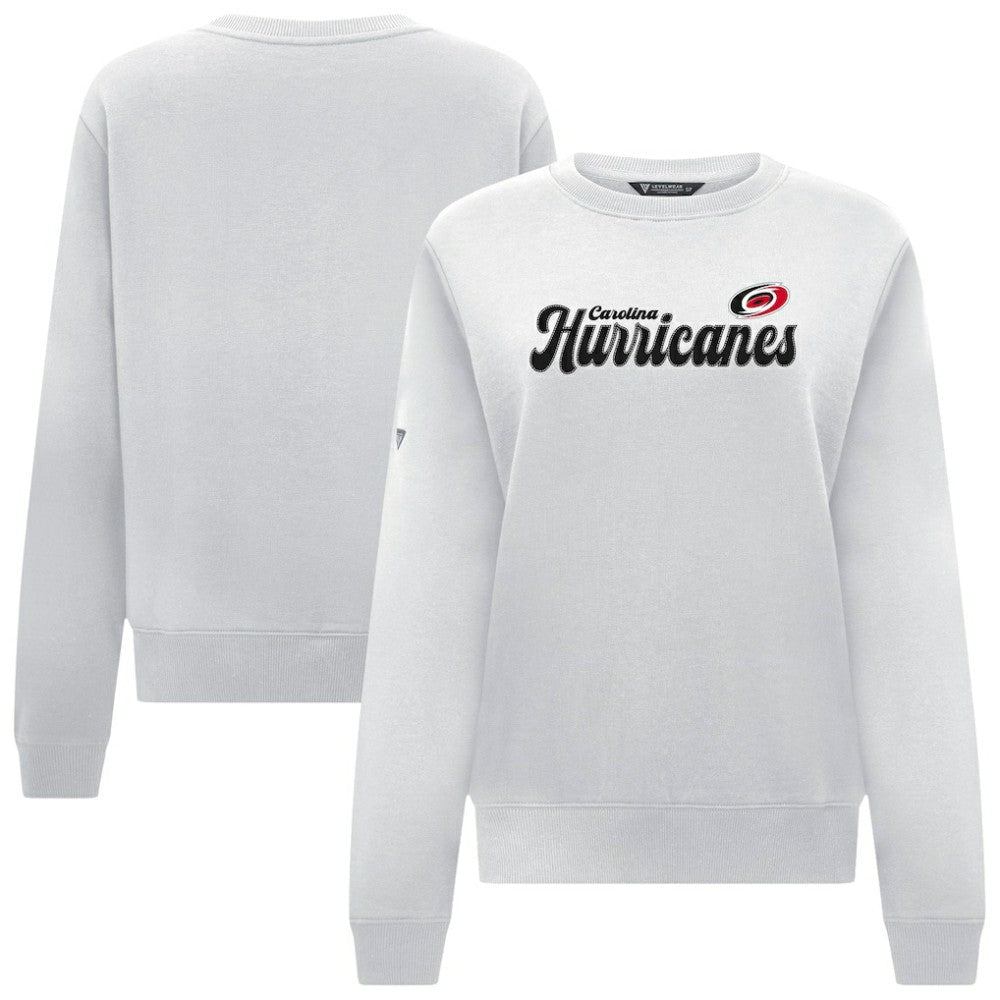 NHL Carolina Hurricanes Levelwear Women's Yvette Big Script Tri-Blend Sweatshirt - White