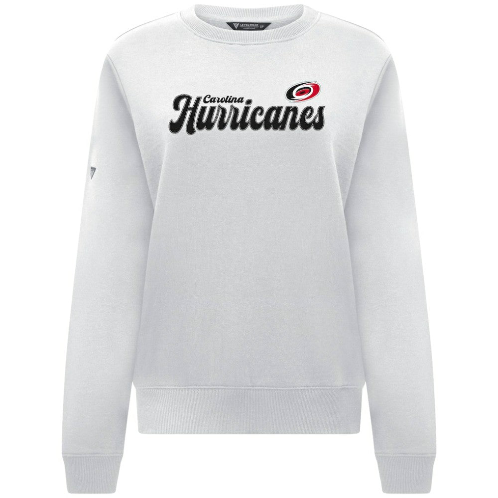 NHL Carolina Hurricanes Levelwear Women's Yvette Big Script Tri-Blend Sweatshirt - White