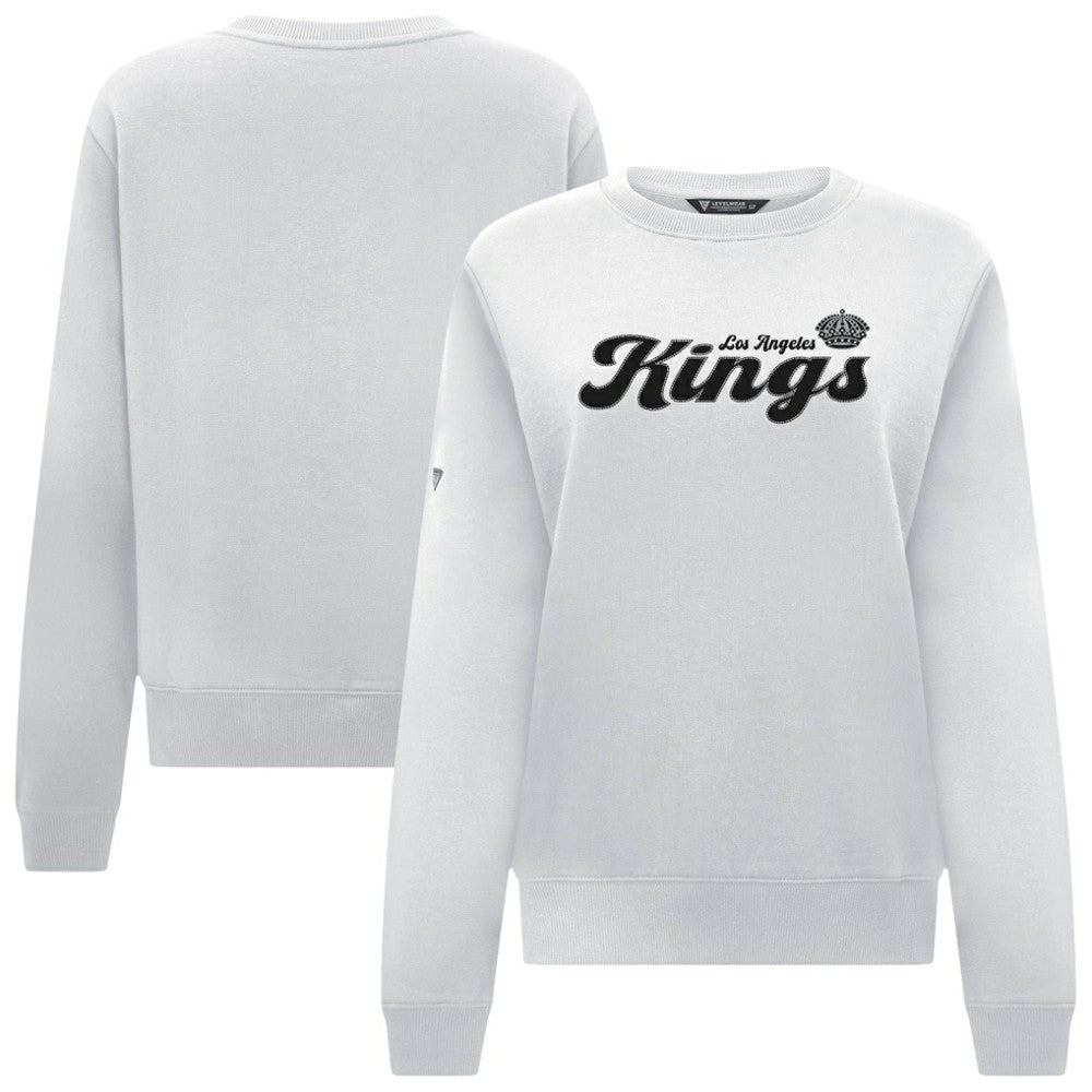 NHL Los Angeles Kings Levelwear Women's Yvette Big Script Tri-Blend Sweatshirt - White