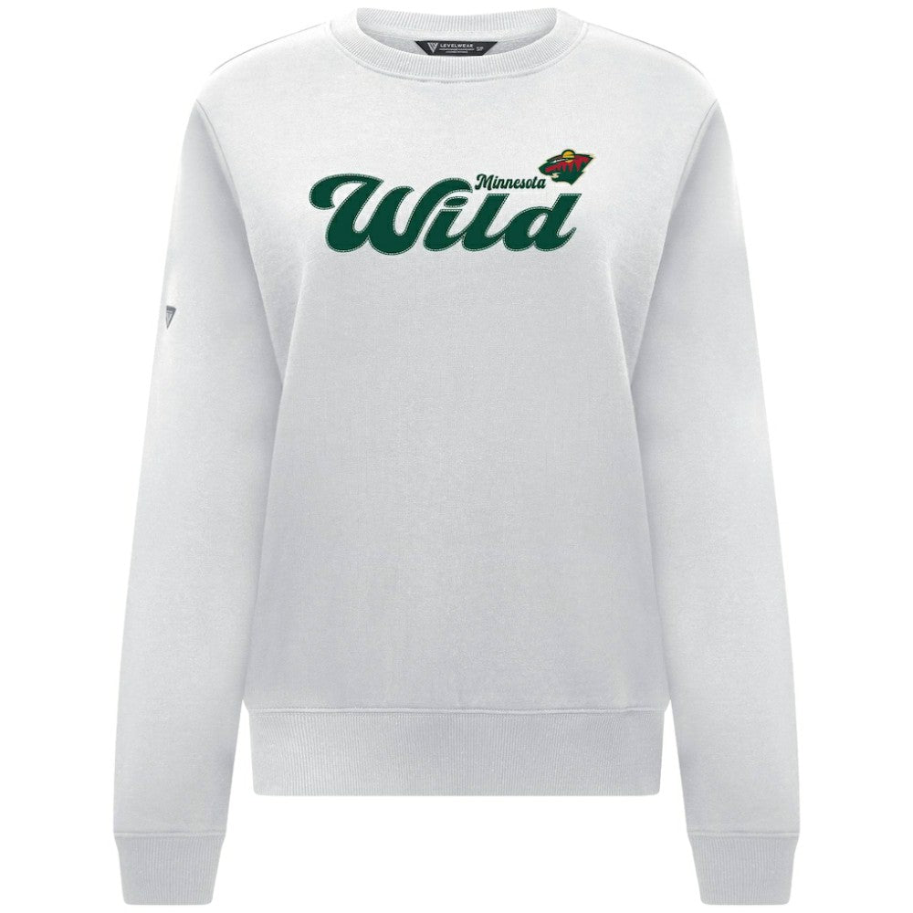 NHL Minnesota Wild Levelwear Women's Yvette Big Script Tri-Blend Sweatshirt - White