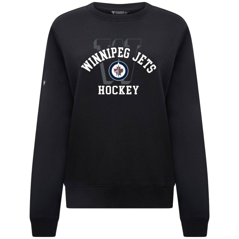 NHL Winnipeg Jets Levelwear Women's Yvette Limelight Big Letter Sweatshirt - Black
