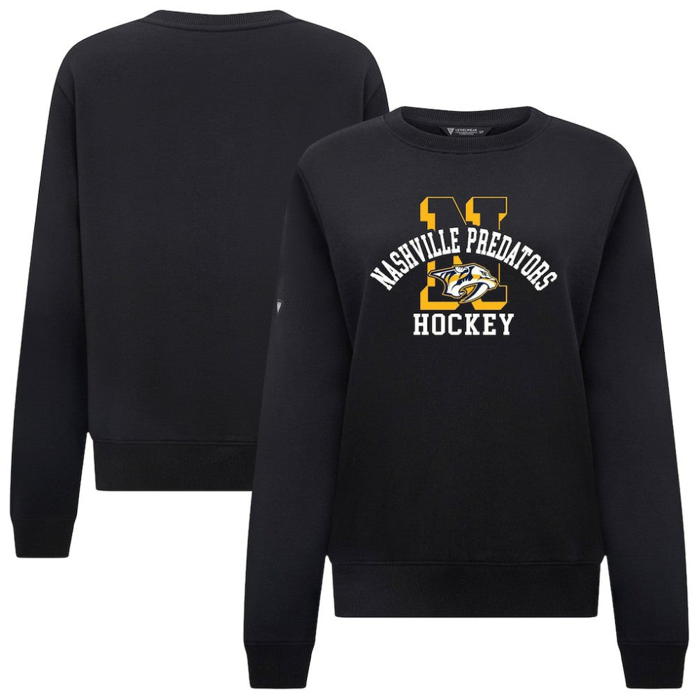 NHL Nashville Predators Levelwear Women's Yvette Limelight Big Letter Sweatshirt - Black