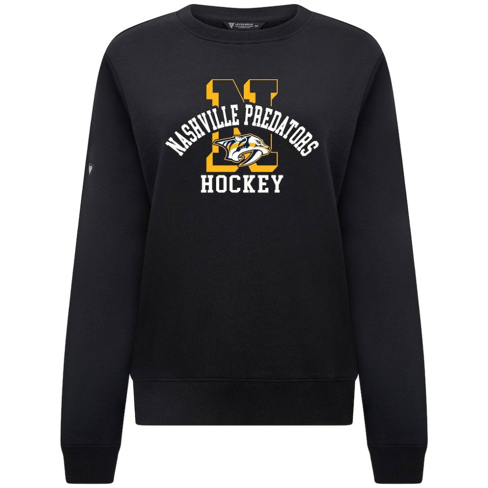 NHL Nashville Predators Levelwear Women's Yvette Limelight Big Letter Sweatshirt - Black