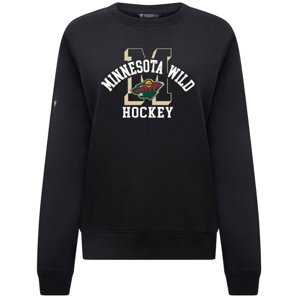 NHL Minnesota Wild Levelwear Women's Yvette Limelight Big Letter Sweatshirt - Black