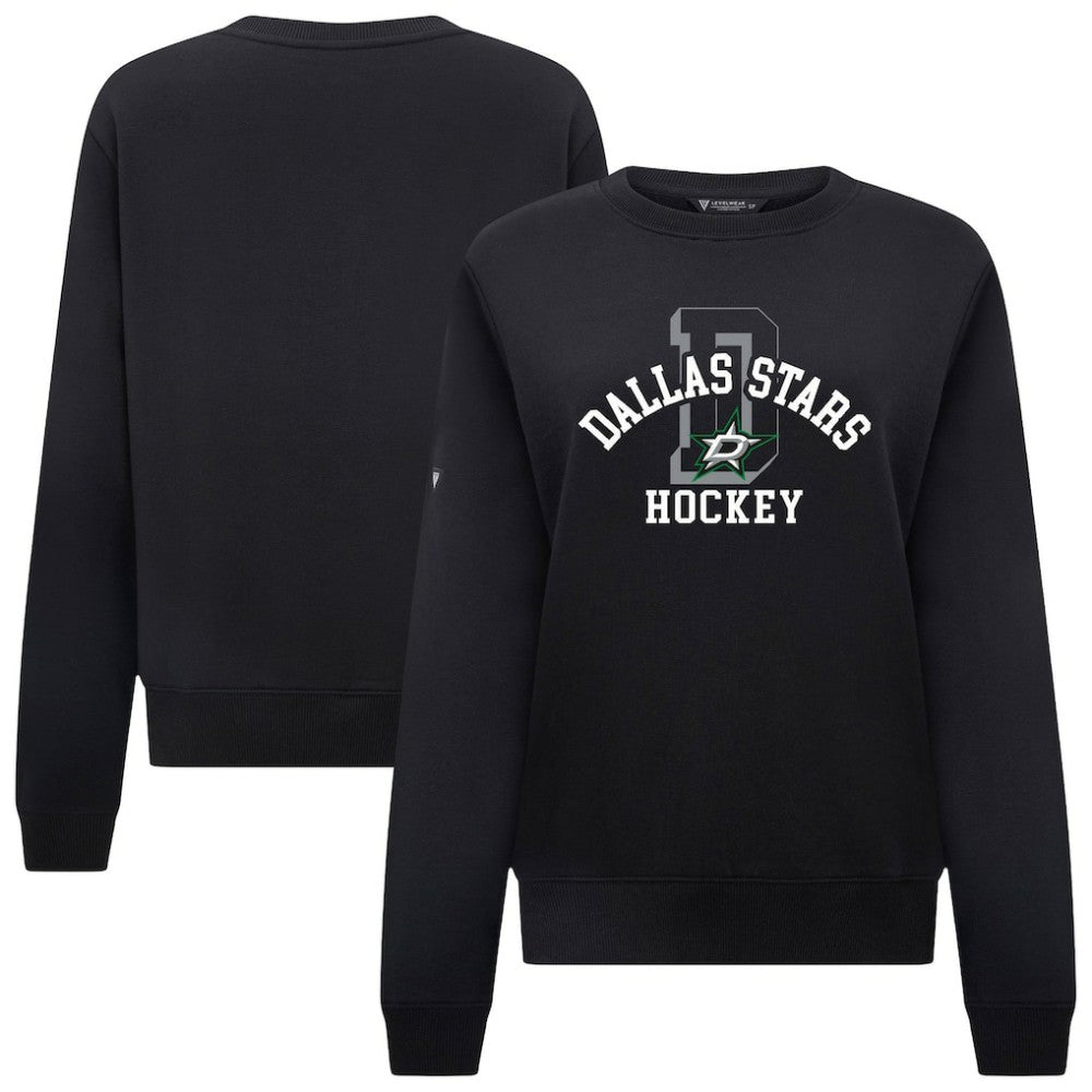 NHL Dallas Stars Levelwear Women's Yvette Limelight Big Letter Sweatshirt - Black