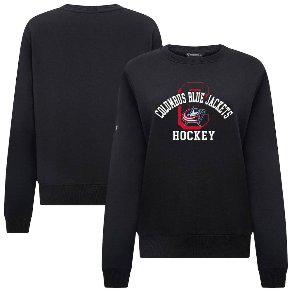 NHL Columbus Blue Jackets Levelwear Women's Yvette Limelight Big Letter Sweatshirt - Black