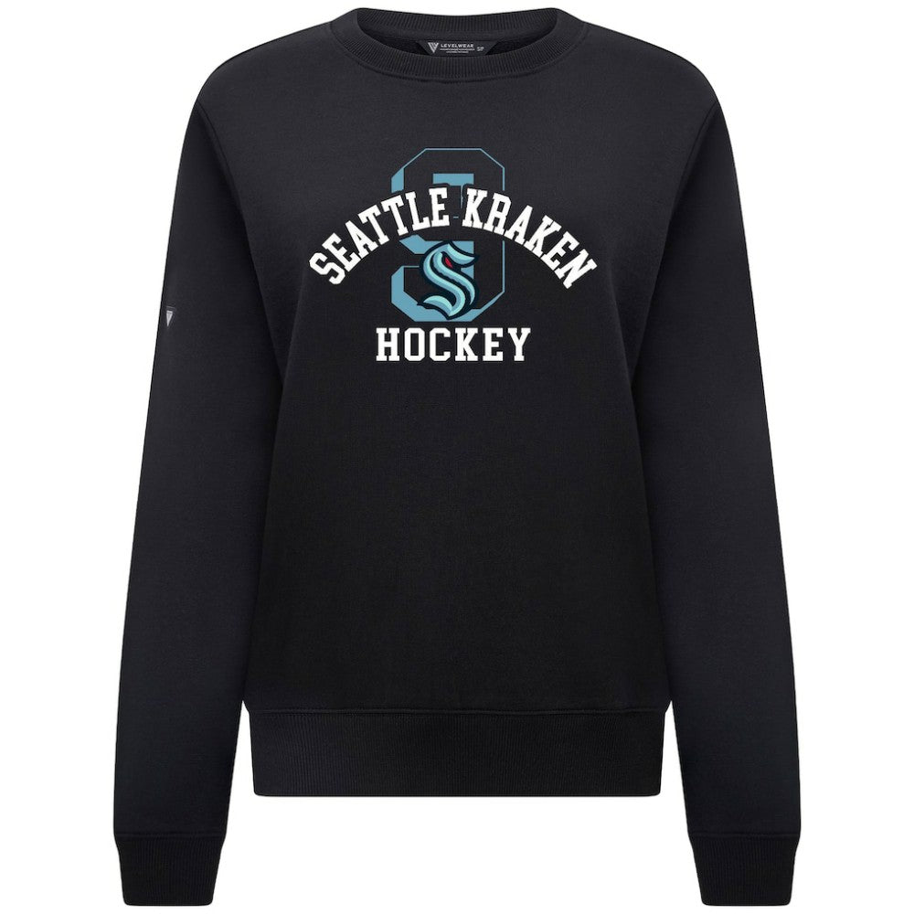 NHL Seattle Kraken Levelwear Women's Yvette Limelight Big Letter Sweatshirt - Black