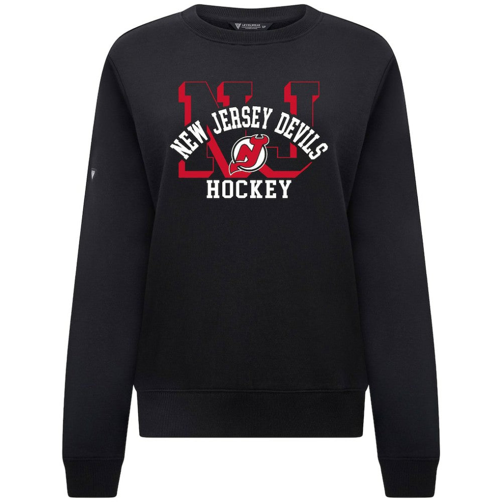 NHL New Jersey Devils Levelwear Women's Yvette Limelight Big Letter Sweatshirt - Black