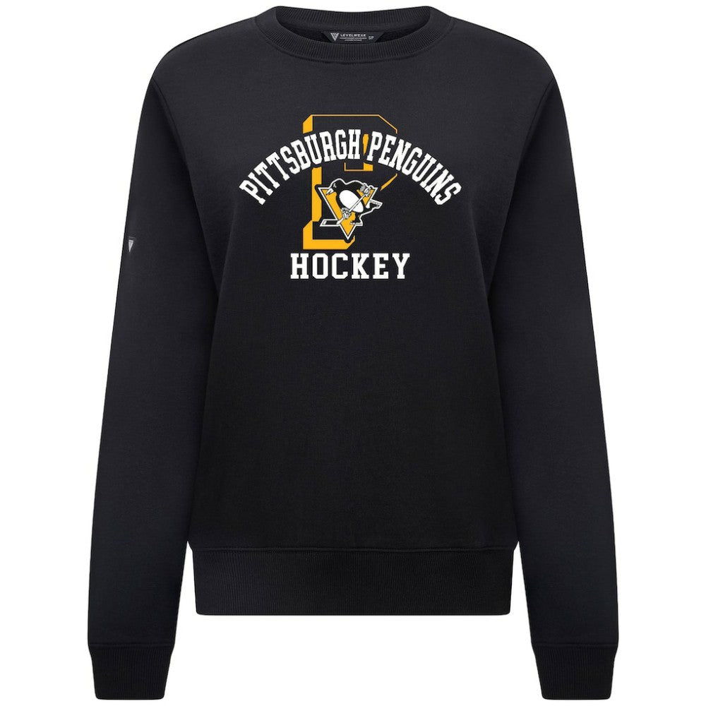 NHL Pittsburgh Penguins Levelwear Women's Yvette Limelight Big Letter Sweatshirt - Black