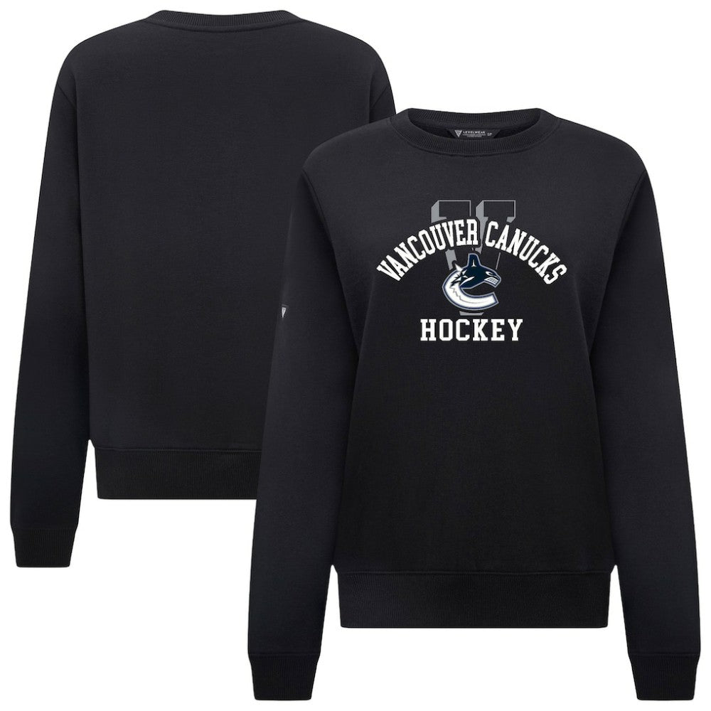 NHL Vancouver Canucks Levelwear Women's Yvette Limelight Big Letter Sweatshirt - Black