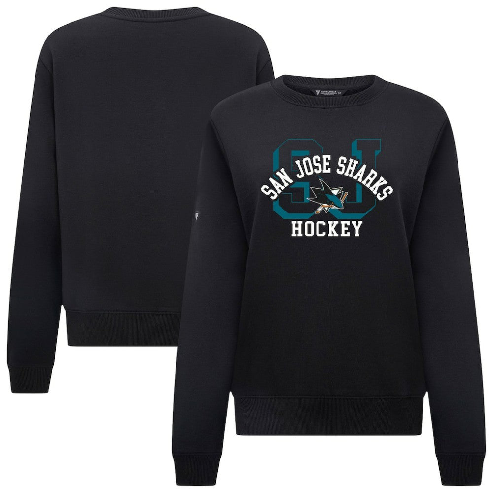 NHL San Jose Sharks Levelwear Women's Yvette Limelight Big Letter Sweatshirt - Black