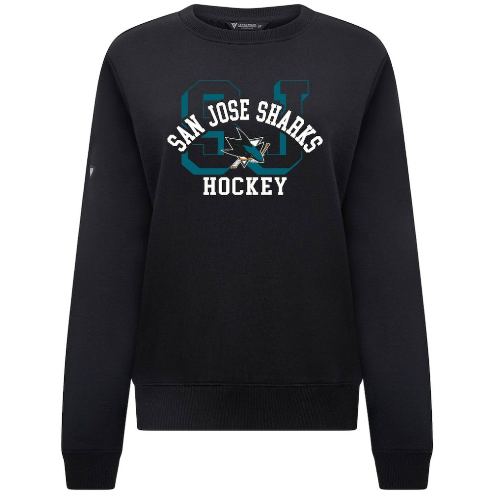 NHL San Jose Sharks Levelwear Women's Yvette Limelight Big Letter Sweatshirt - Black