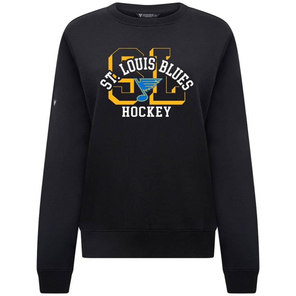 NHL St. Louis Blues Levelwear Women's Yvette Limelight Big Letter Sweatshirt - Black