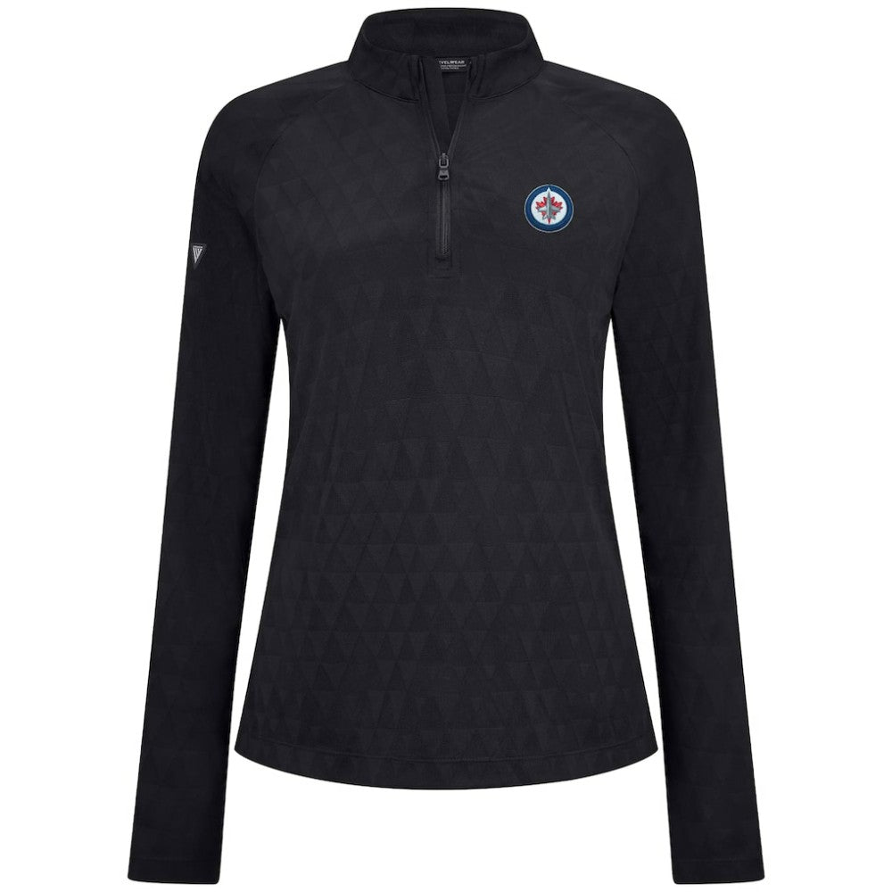 NHL Winnipeg Jets Levelwear Women's Spike Raglan Quarter-Zip Top - Black