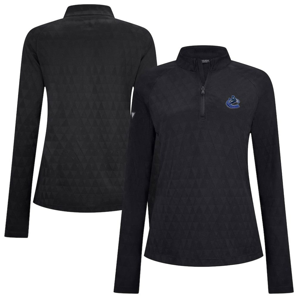 NHL Vancouver Canucks Levelwear Women's Spike Raglan Quarter-Zip Top - Black