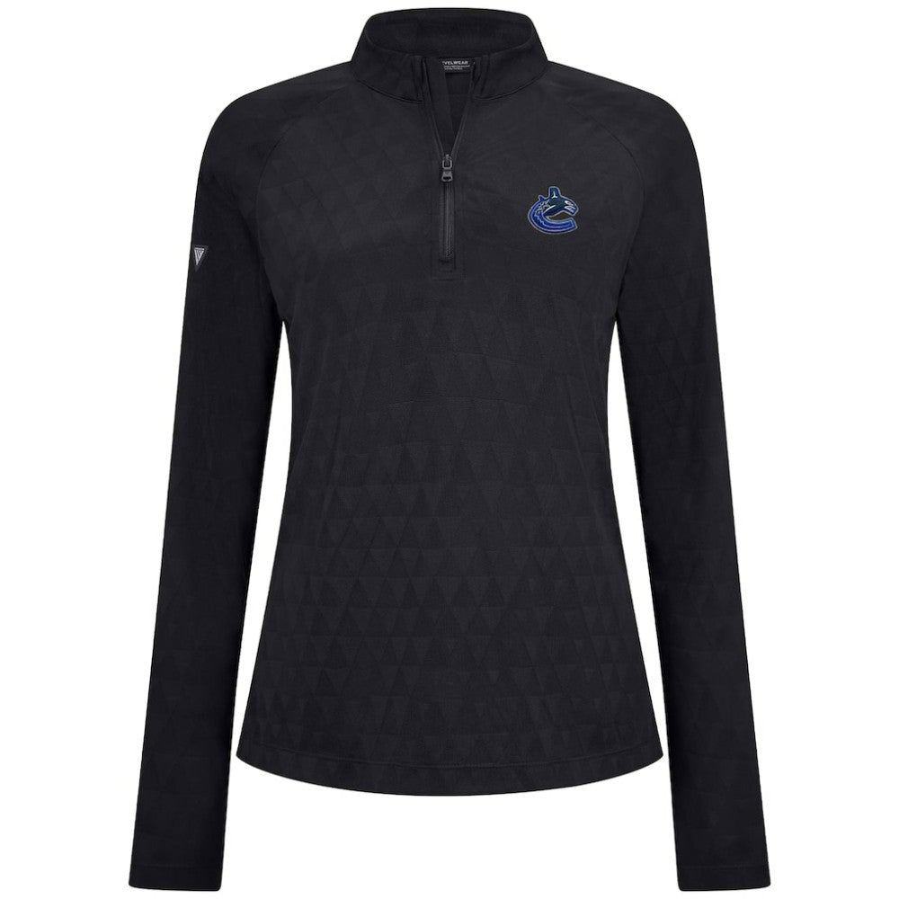 NHL Vancouver Canucks Levelwear Women's Spike Raglan Quarter-Zip Top - Black