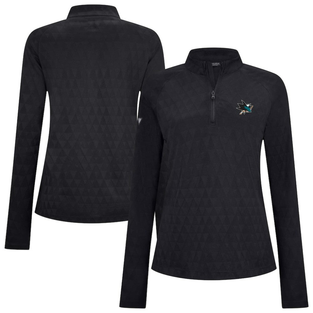 NHL San Jose Sharks Levelwear Women's Spike Raglan Quarter-Zip Top - Black
