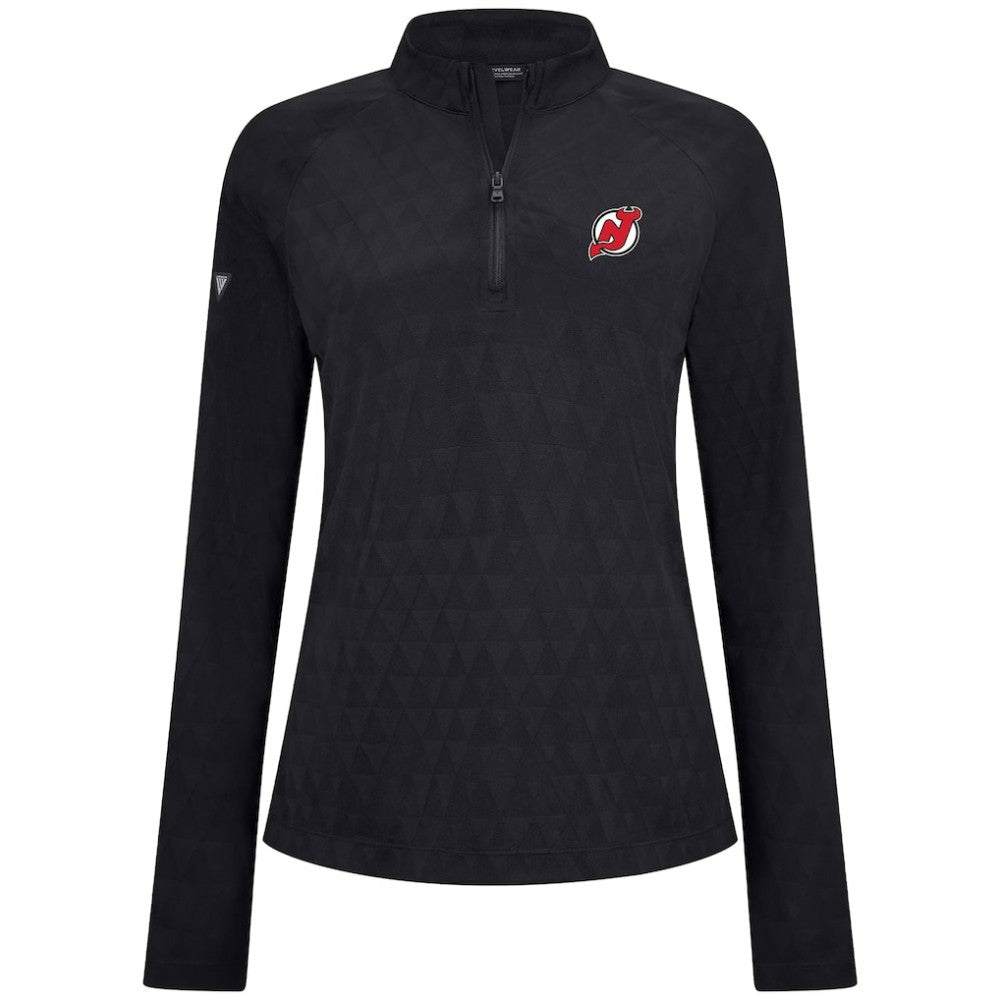 NHL New Jersey Devils Levelwear Women's Spike Raglan Quarter-Zip Top - Black